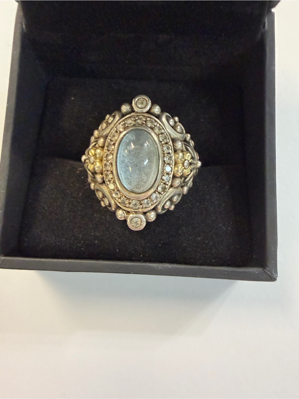 Barbara Bixby 18k & Sterling Silver Shangra-la Blue & White Sapphire Ring Sz 11 - Picture 6 of 7